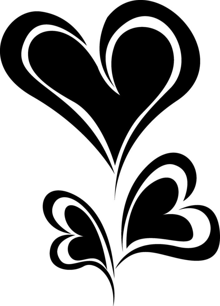 Three hearts tattoo, tattoo illustration, vector on a white background.