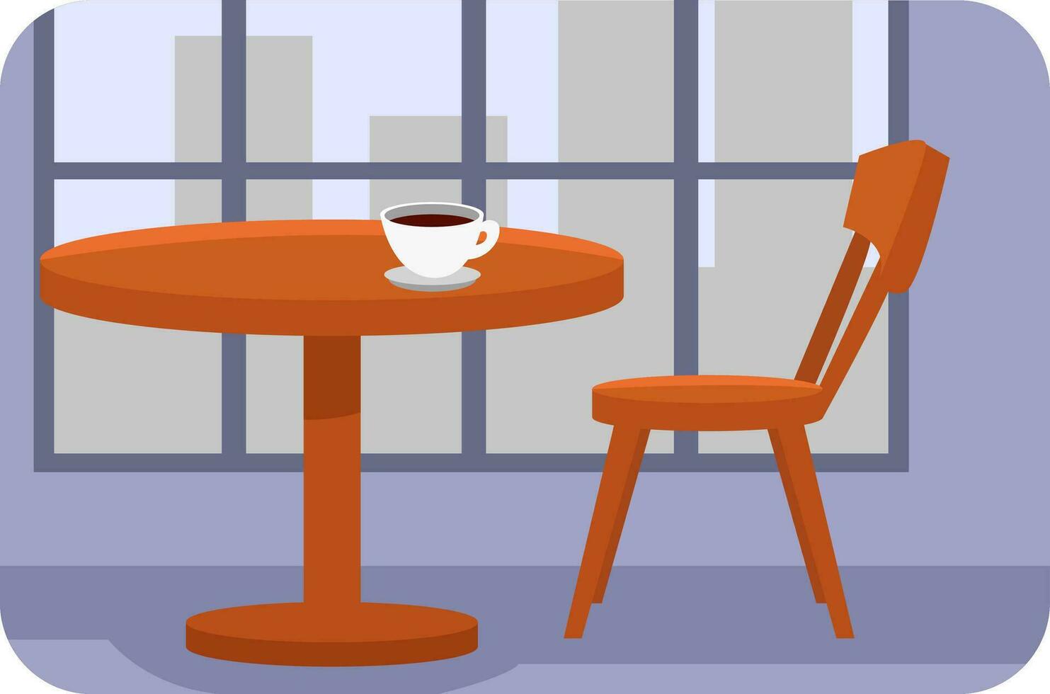 Cafe bar and stool, illustration, vector on a white background.