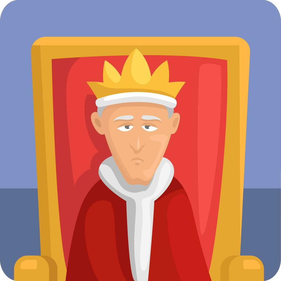 Rey en el trono, ilustración, vector en un blanco antecedentes.