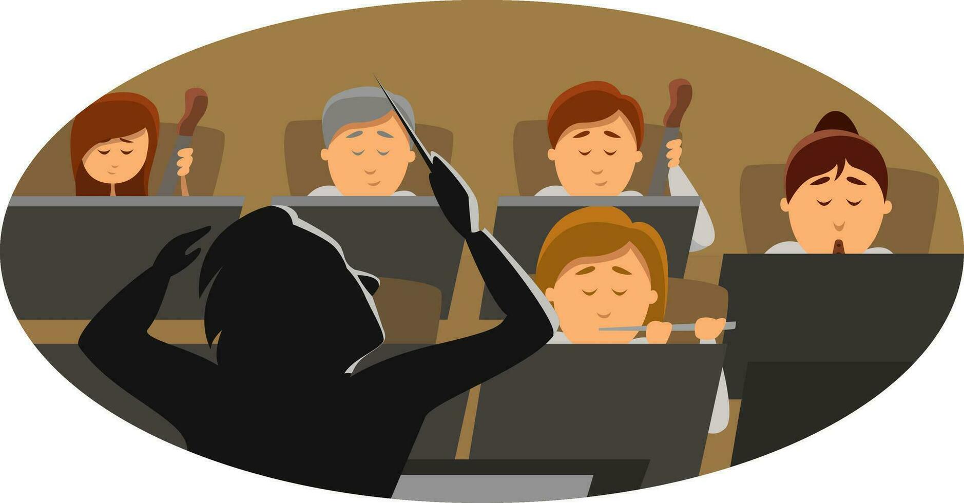 Orchestra group, illustration, vector on a white background.