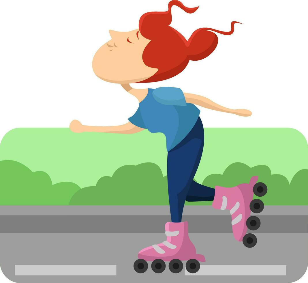 Girl on roller skates, illustration, vector on a white background.