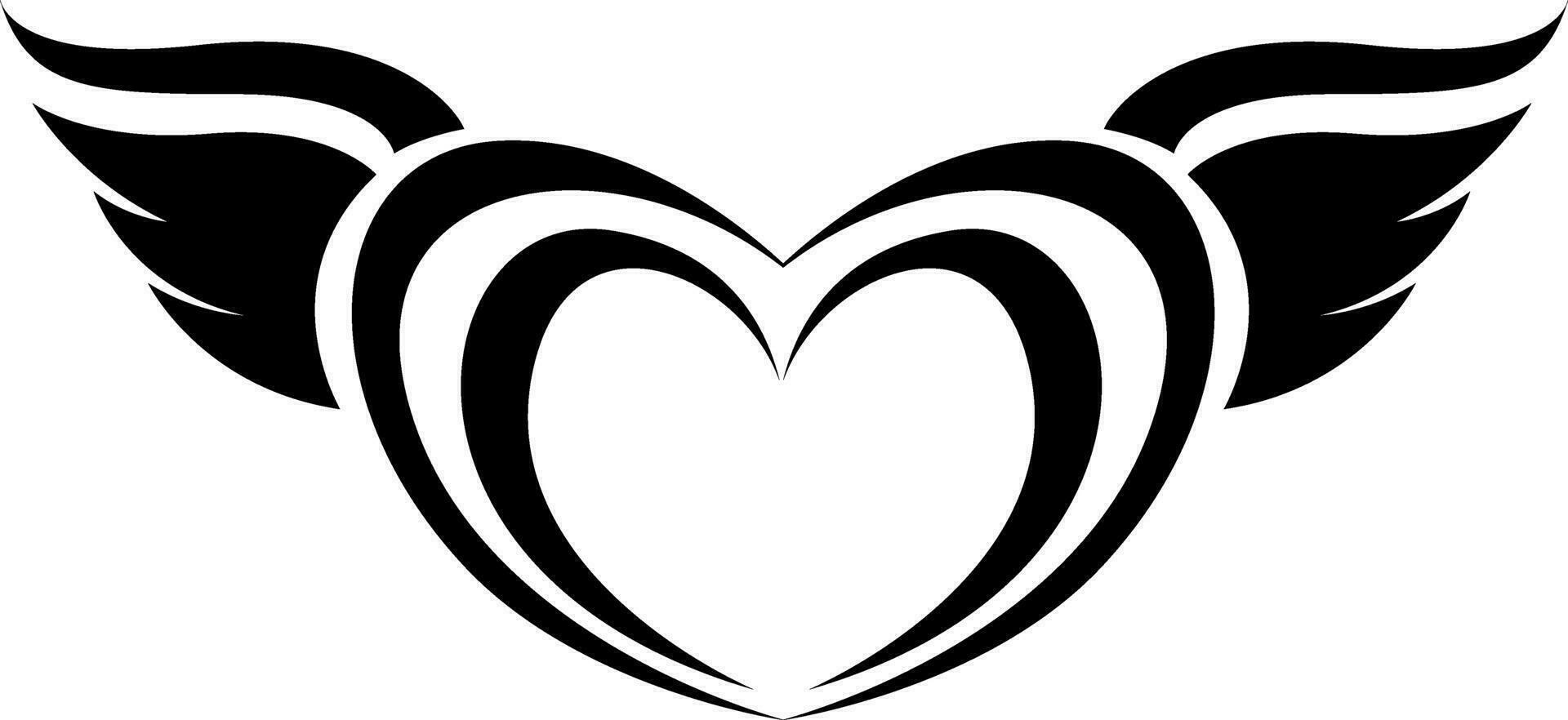 Big black heart tattoo, tattoo illustration, vector on a white background.