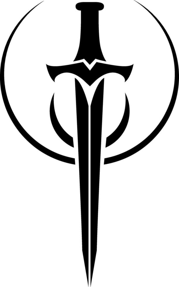 Black sword tattoo, tattoo illustration, vector on a white background.
