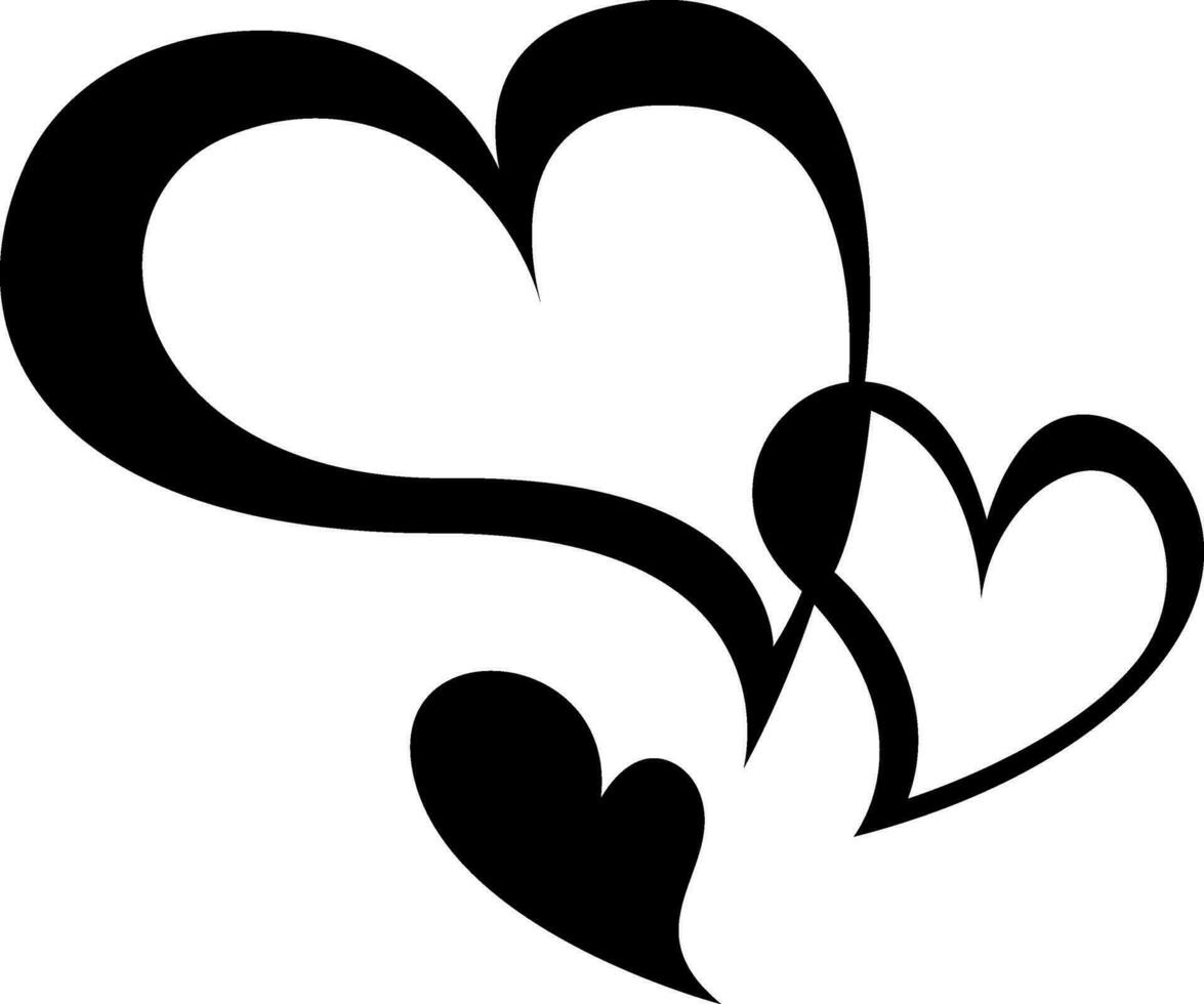 negro corazones tatuaje, tatuaje ilustración, vector en un blanco antecedentes.