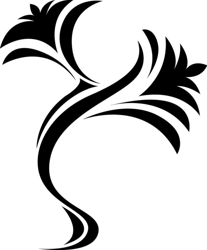 Black flower tattoo, tattoo illustration, vector on a white background.
