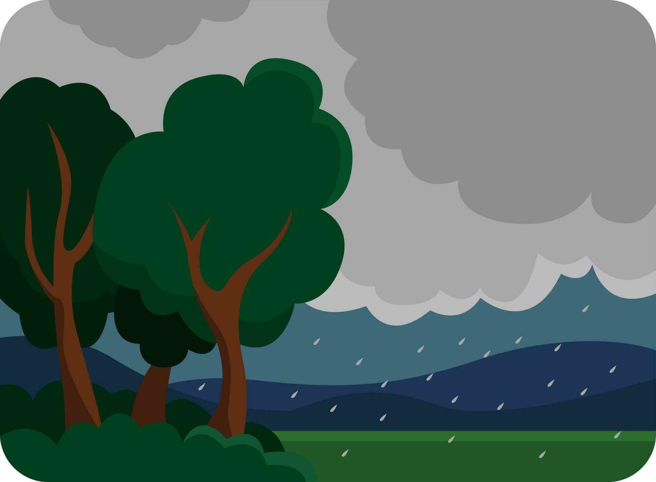 lluvioso bosque, ilustración, vector en un blanco antecedentes.