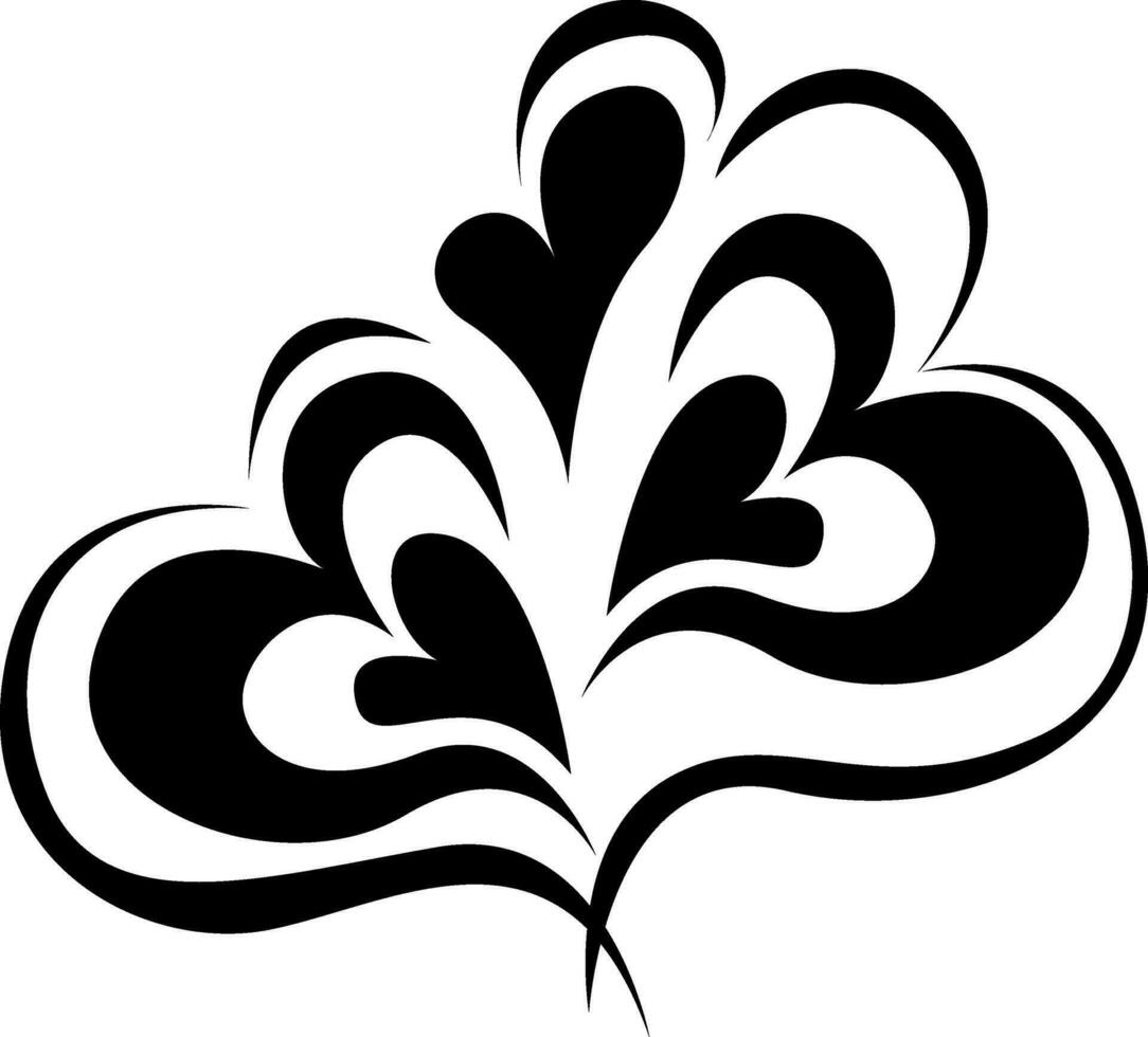 Tres negro corazones tatuaje, tatuaje ilustración, vector en un blanco antecedentes.