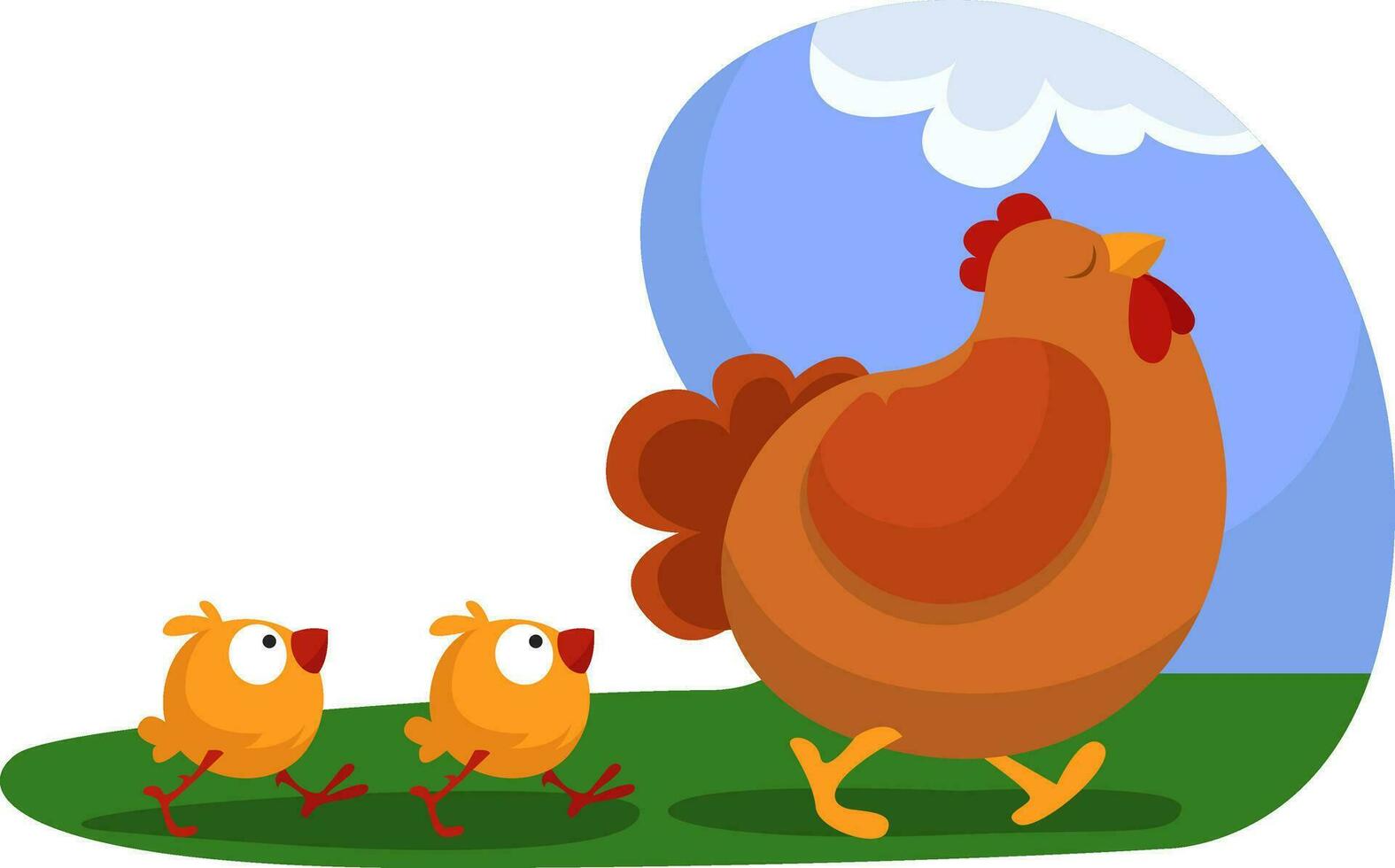 Chicken family, illustration, vector on a white background.