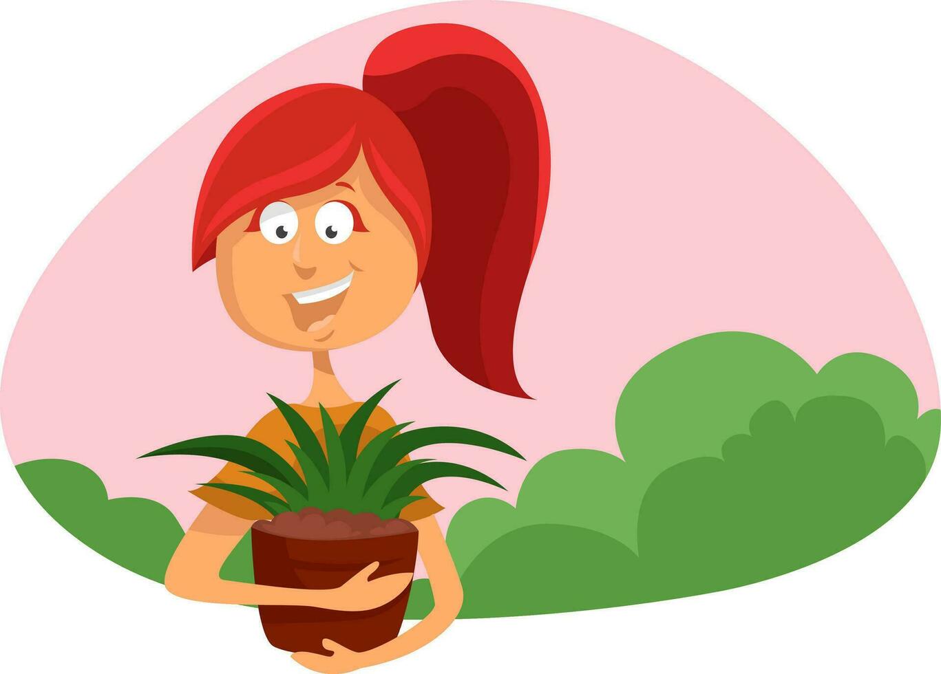 niña con planta, ilustración, vector en un blanco antecedentes.