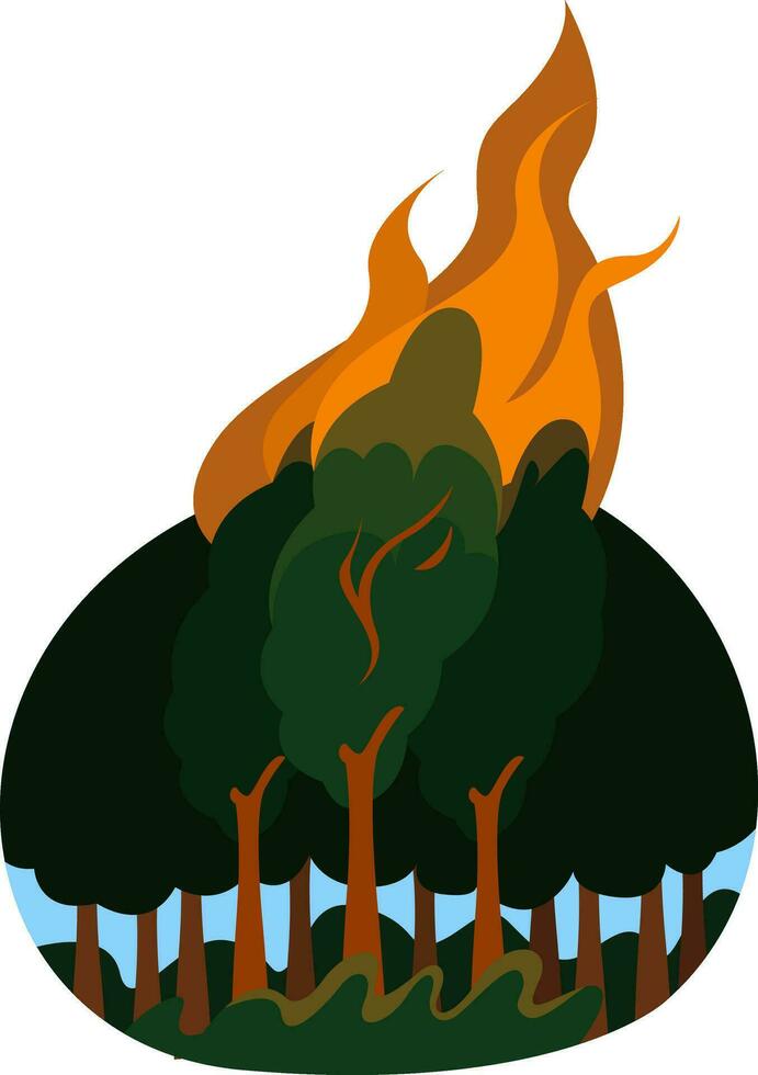 Forest on fire, illustration, vector on a white background.