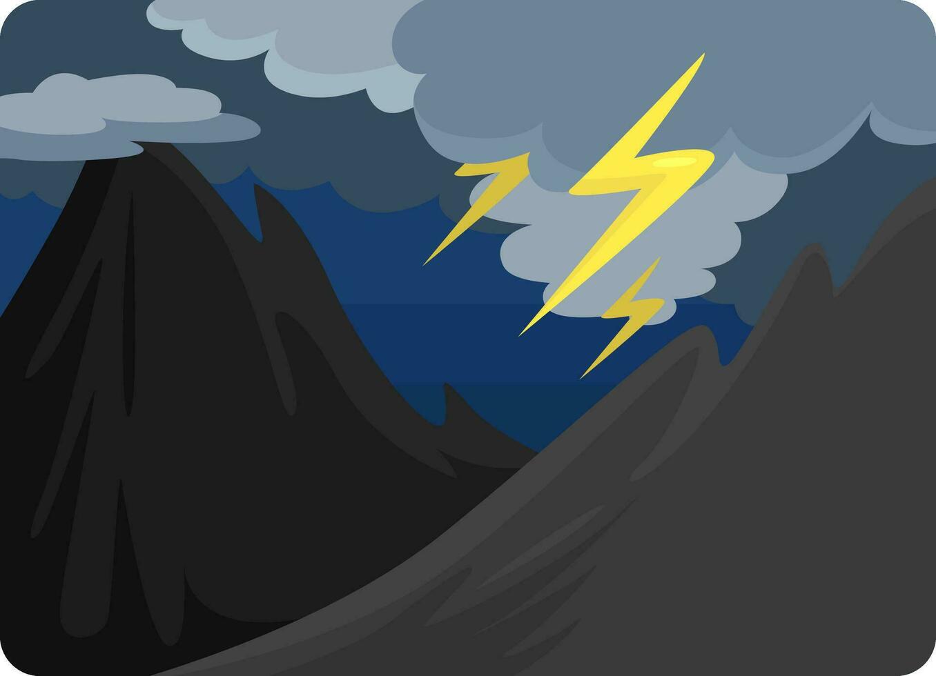 tormentas terminado montaña, ilustración, vector en un blanco antecedentes.