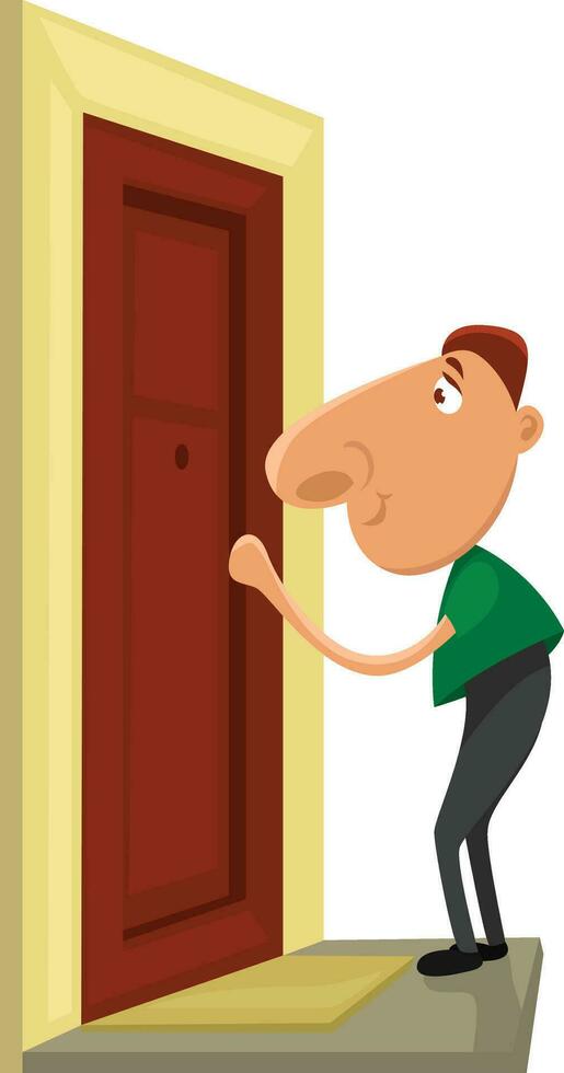 Guest knocking on the door, illustration, vector on a white background.