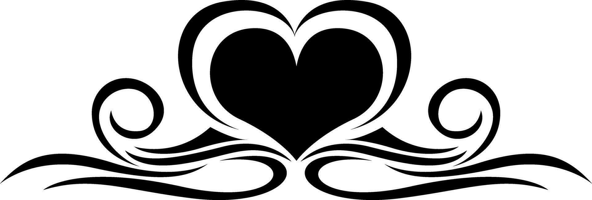 Big heart tattoo, tattoo illustration, vector on a white background.