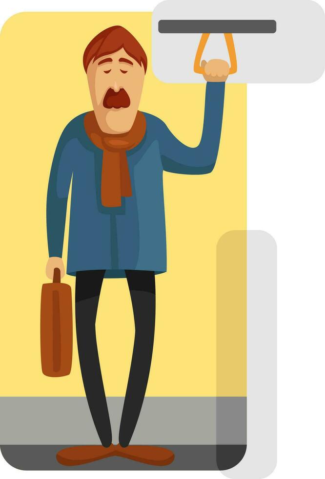 Man in the bus, illustration, vector on a white background.