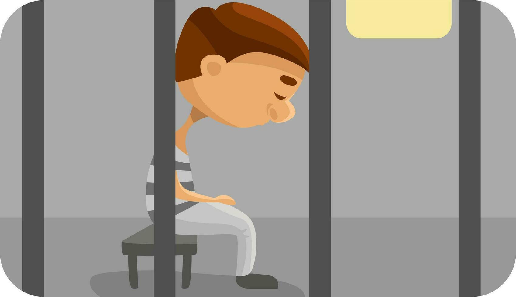 hombre en prisión, ilustración, vector en un blanco antecedentes.
