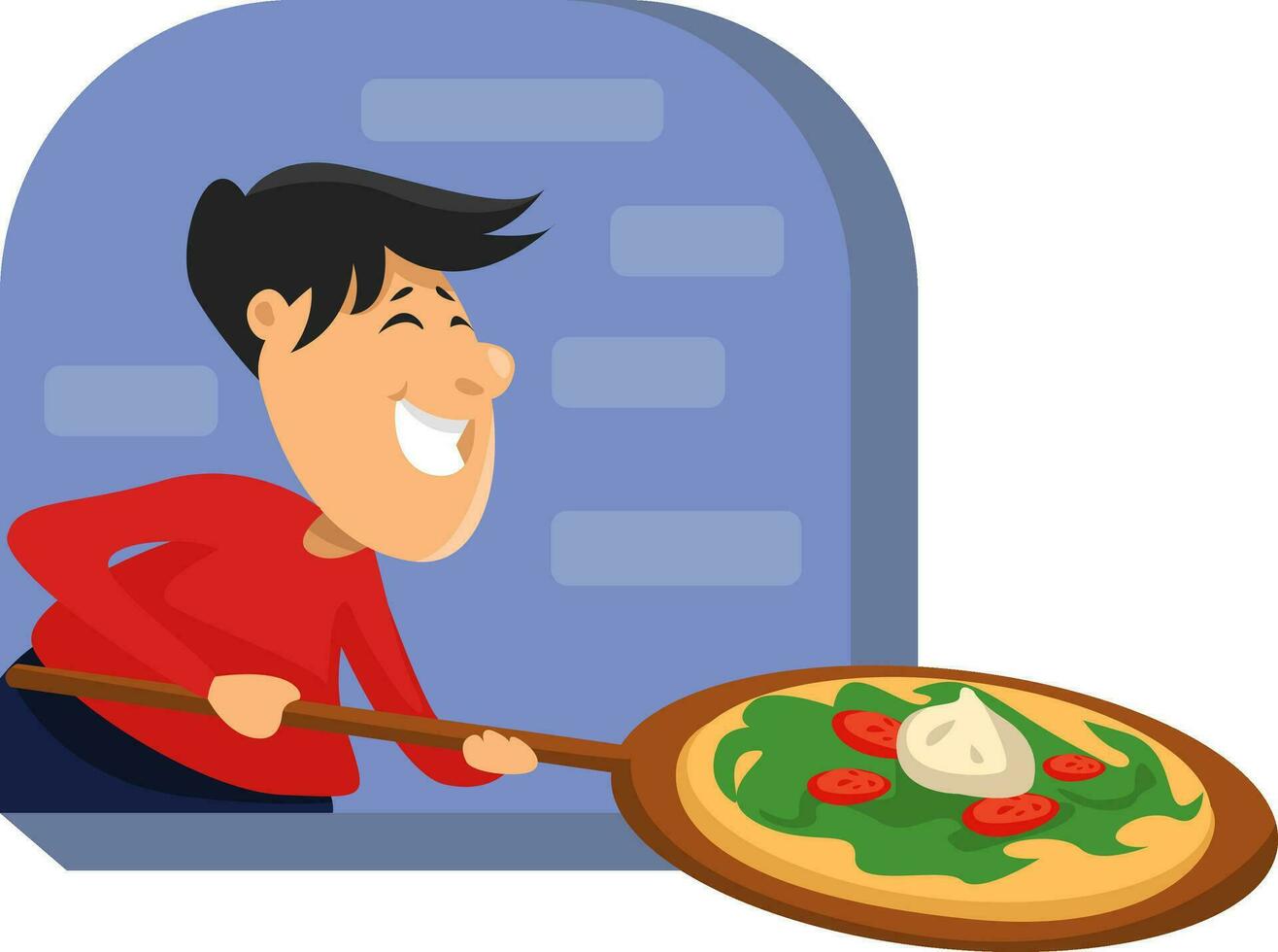 Pizza bake, illustration, vector on a white background.