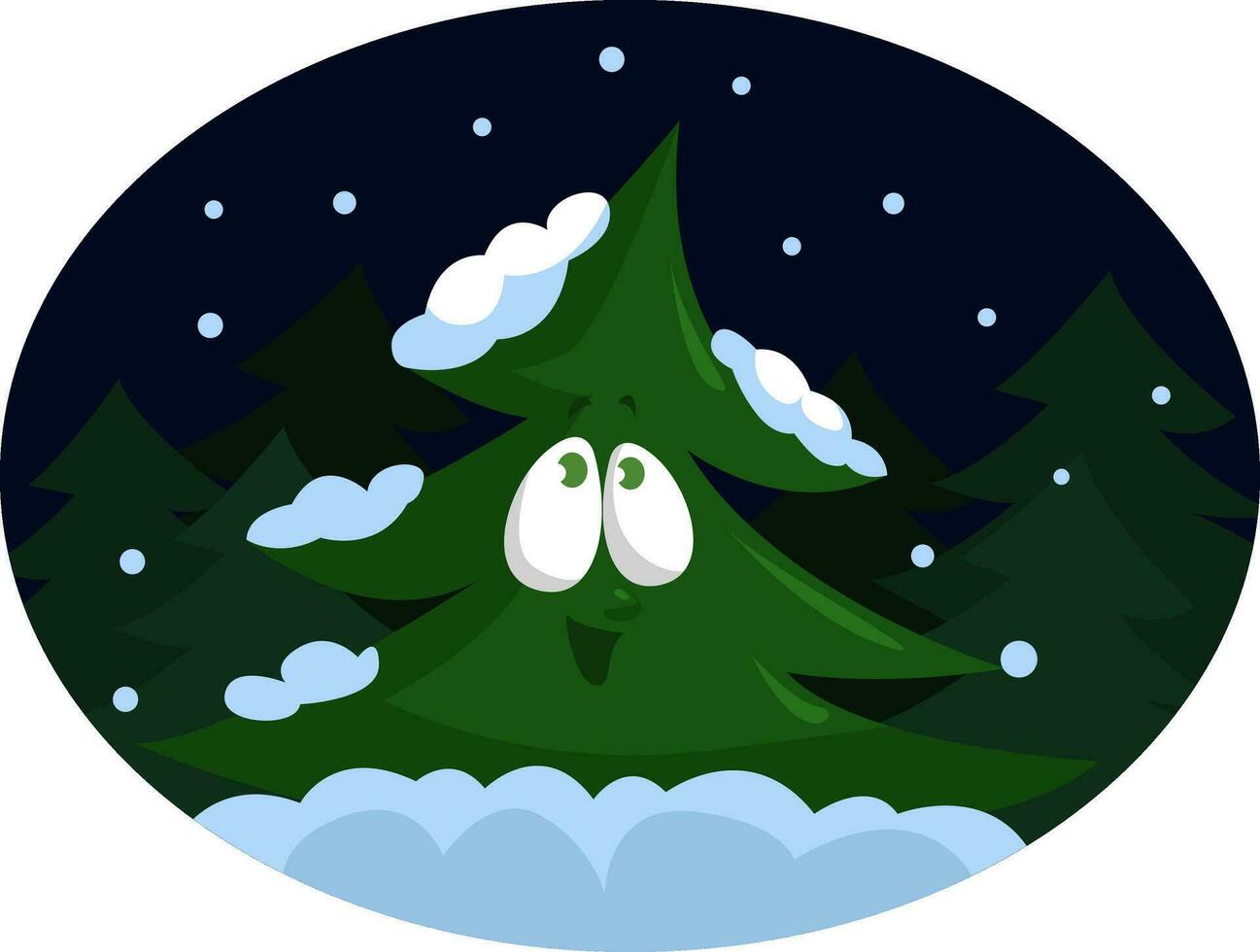 Winter forest, illustration, vector on a white background.