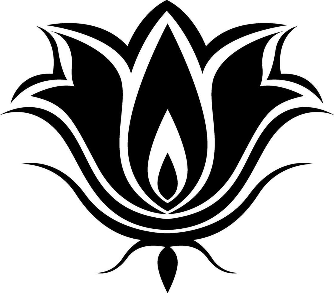 Black lotus flower tattoo, tattoo illustration, vector on a white background.