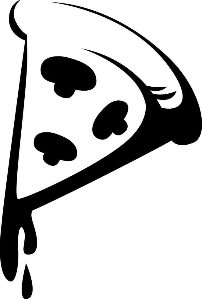 Pizza slice tattoo, tattoo illustration, vector on a white background.