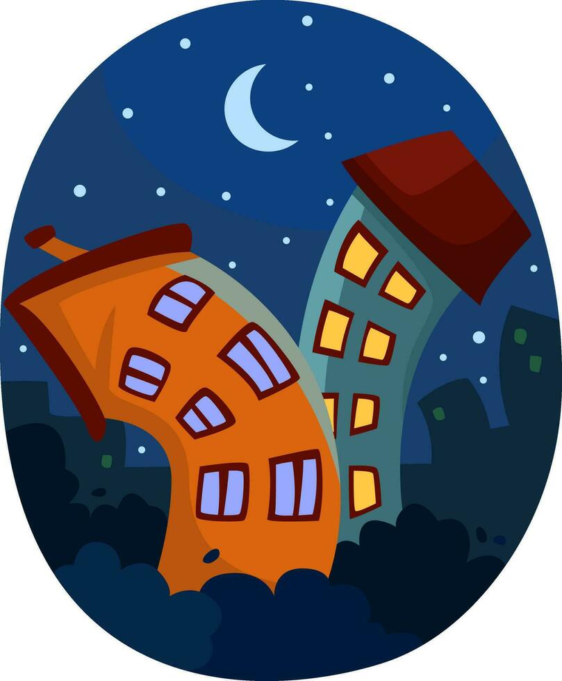 City buildings in the night, illustration, vector on a white background.