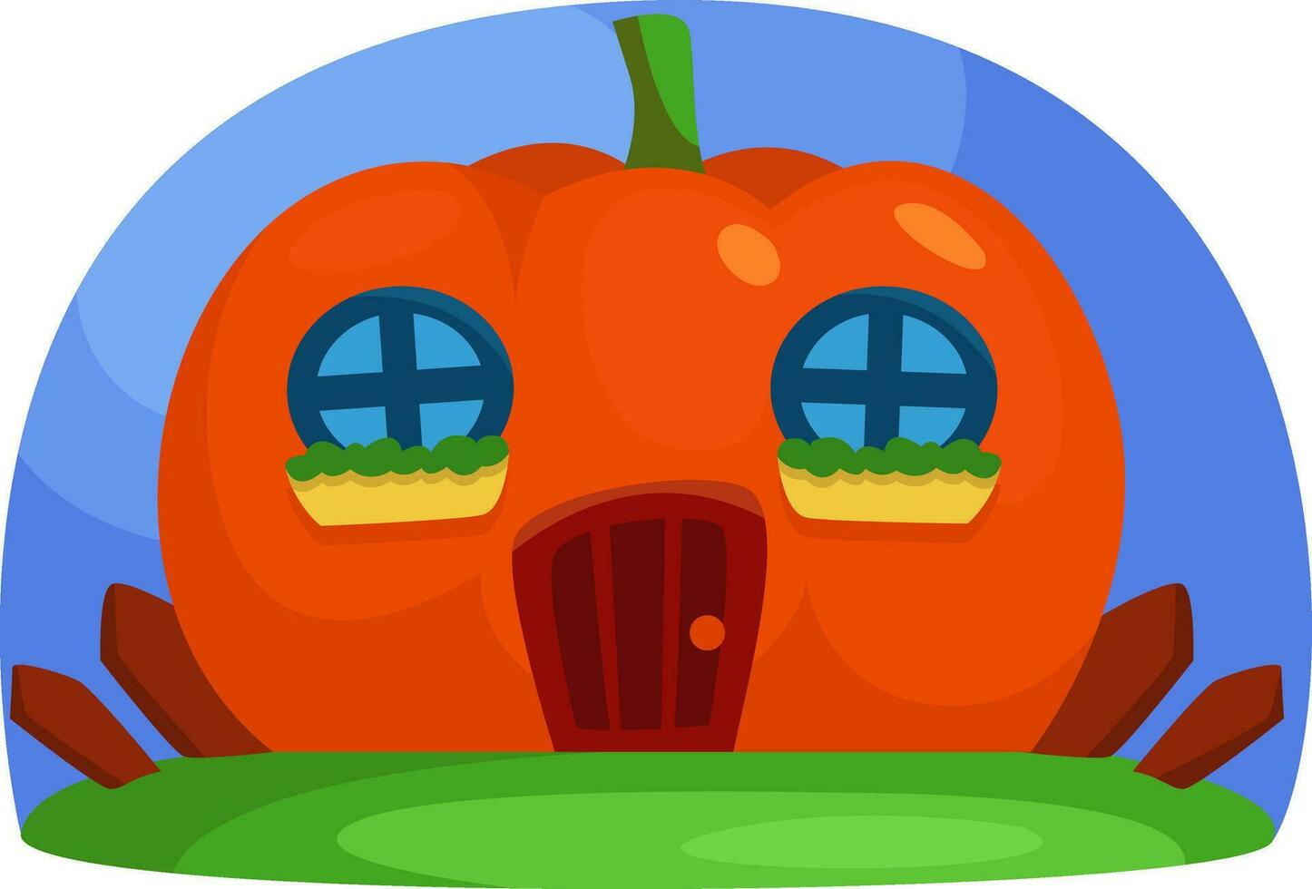 Pumpkin house, illustration, vector on a white background.