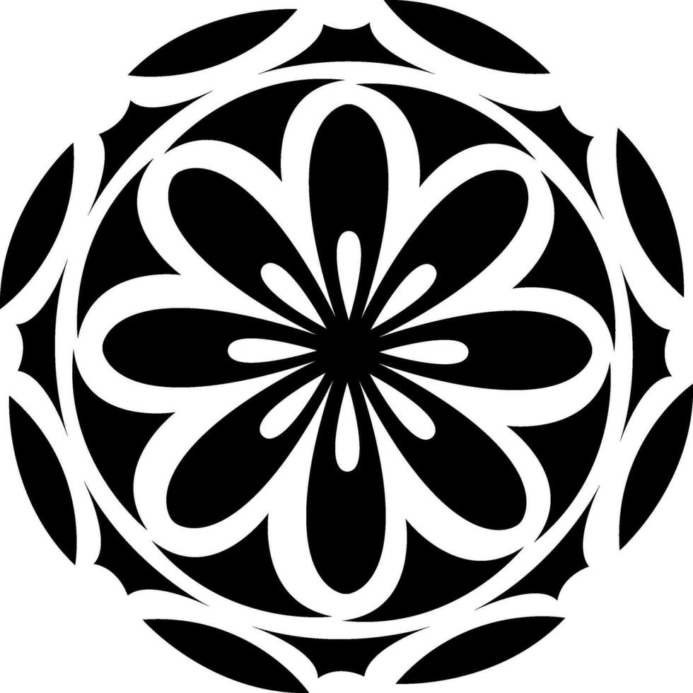 Round flower tattoo, tattoo illustration, vector on a white background.