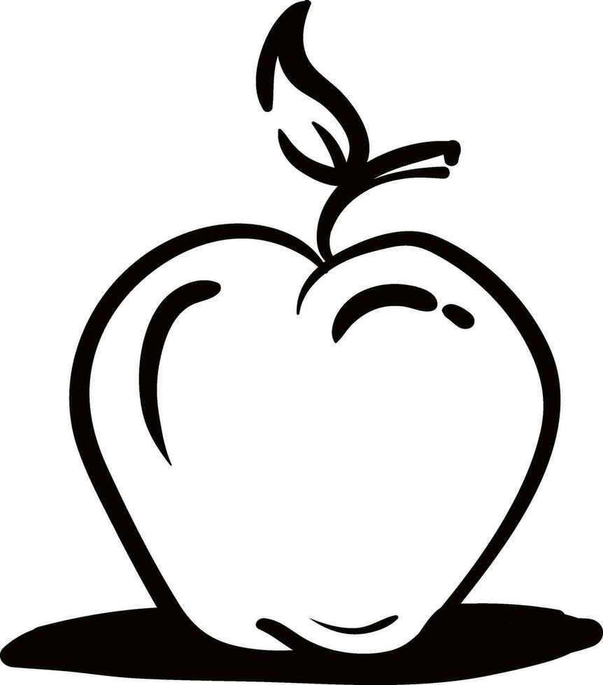 Black and white apple, vector color illustration.