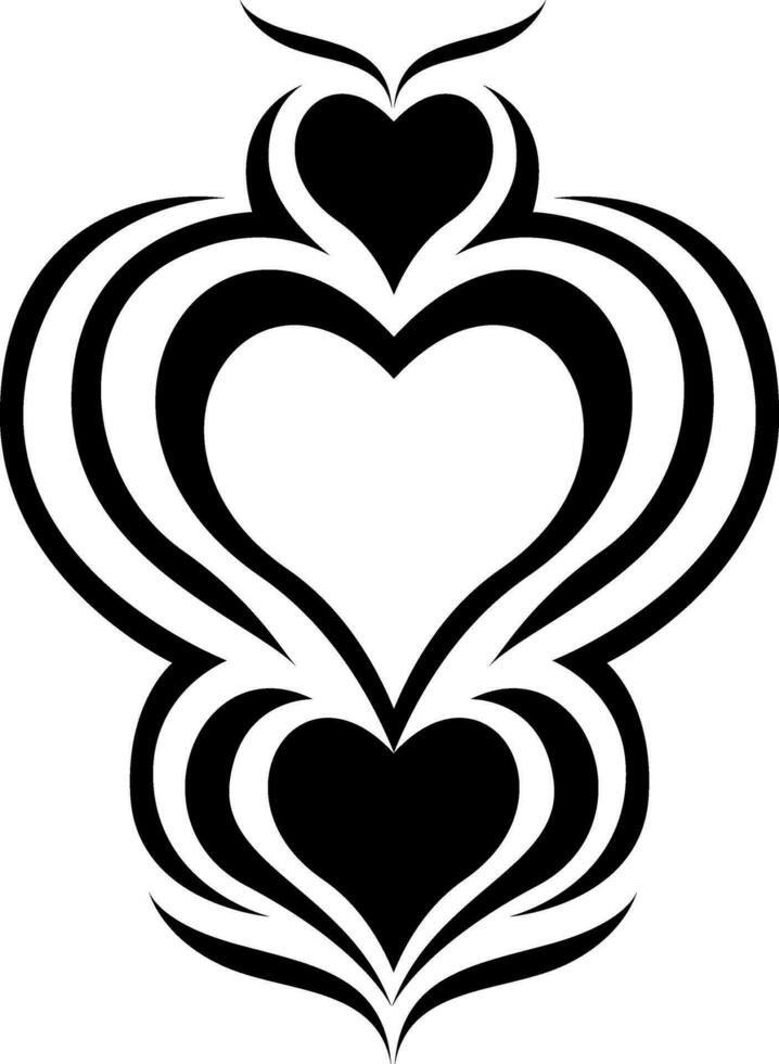 negro corazones tatuaje, tatuaje ilustración, vector en un blanco antecedentes.