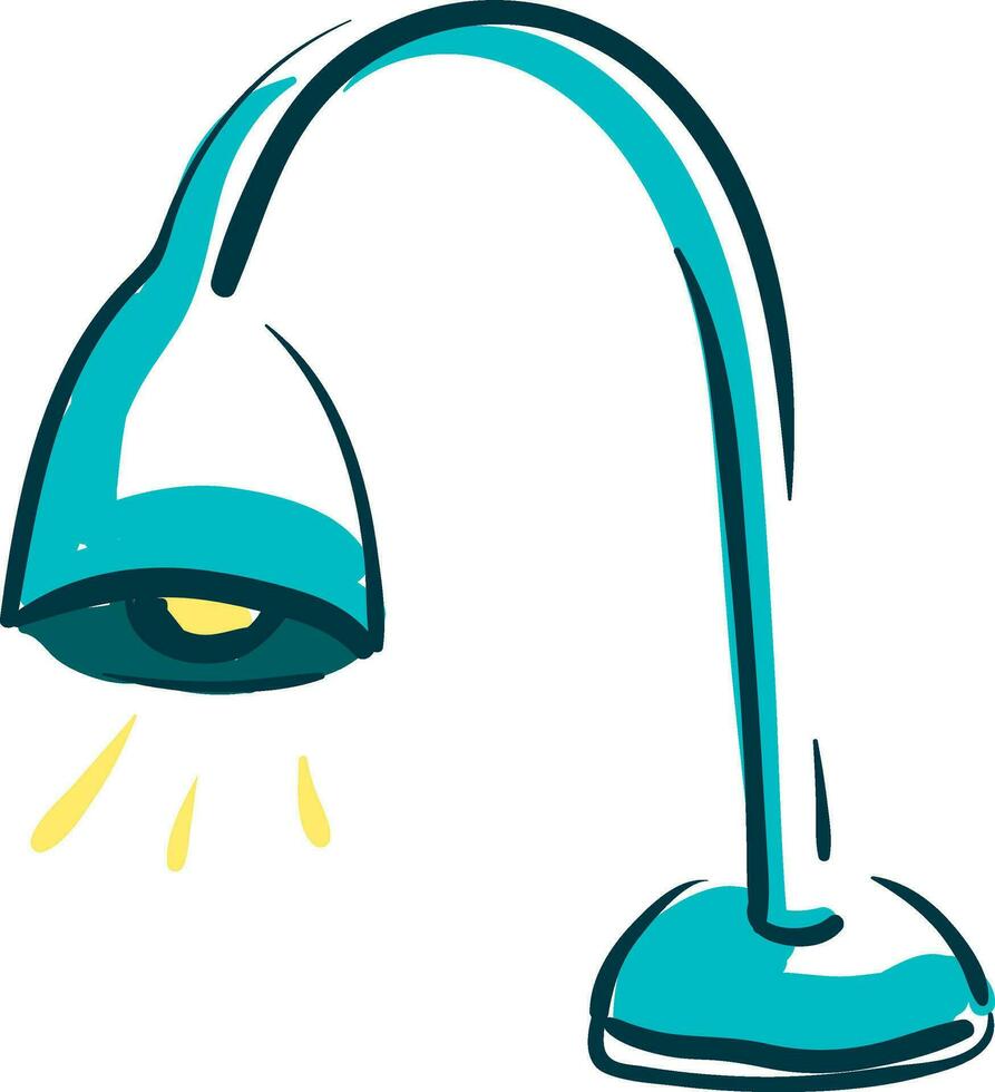 A blue lamp with yellow light, vector color illustration.