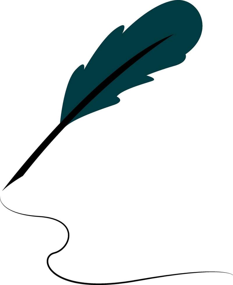 A feather quill pen, vector color illustration.