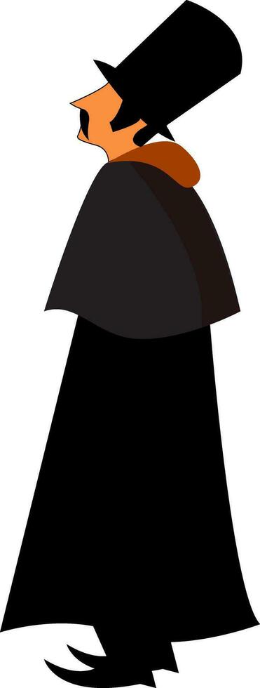 un hombre en un negro abrigo, vector color ilustración.