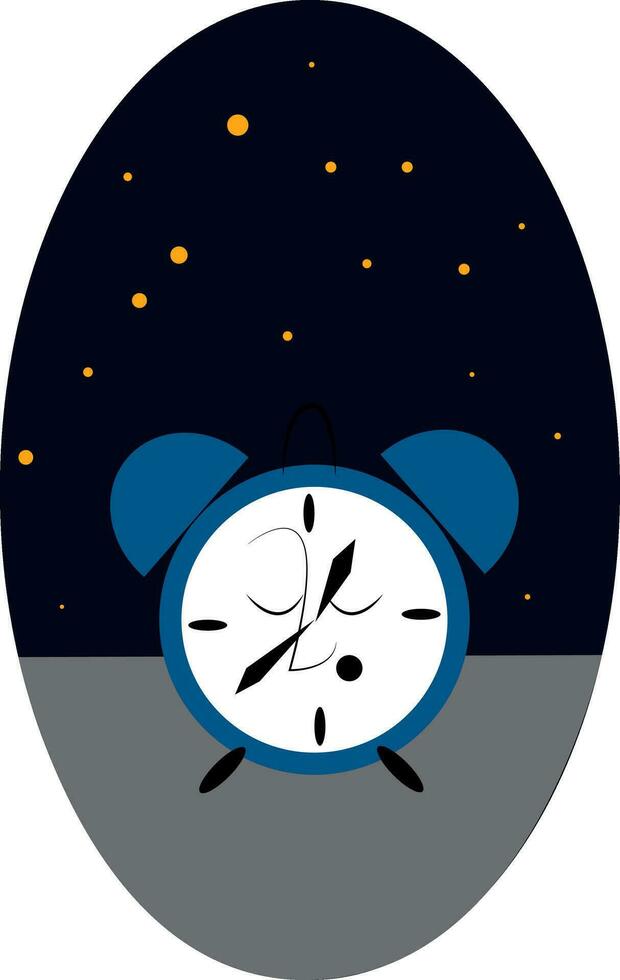 An alarm clock at night, vector color illustration.