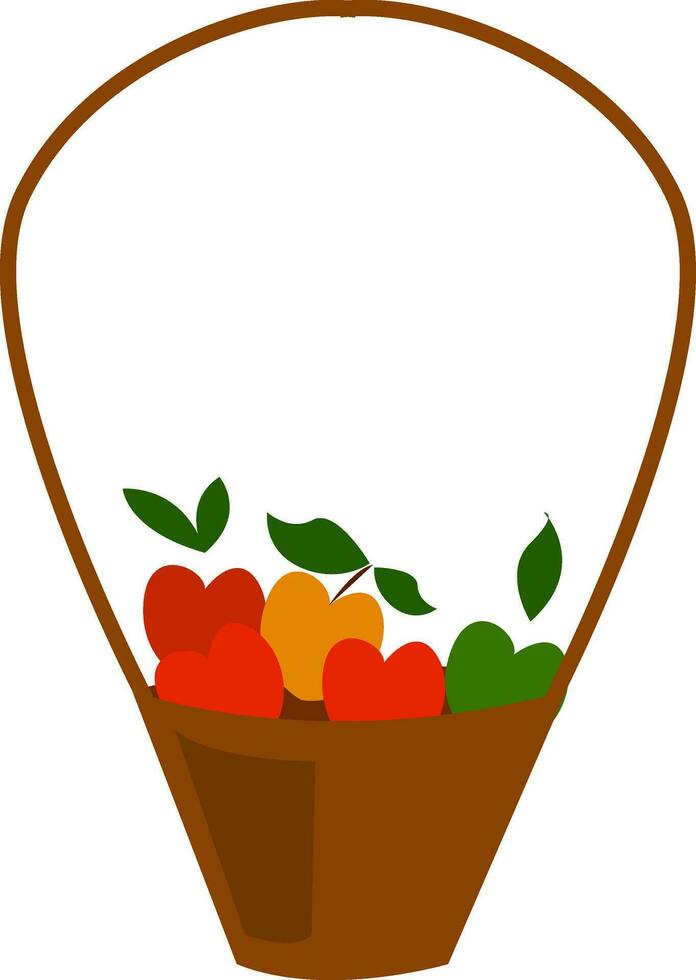 A basket of apples, vector color illustration.