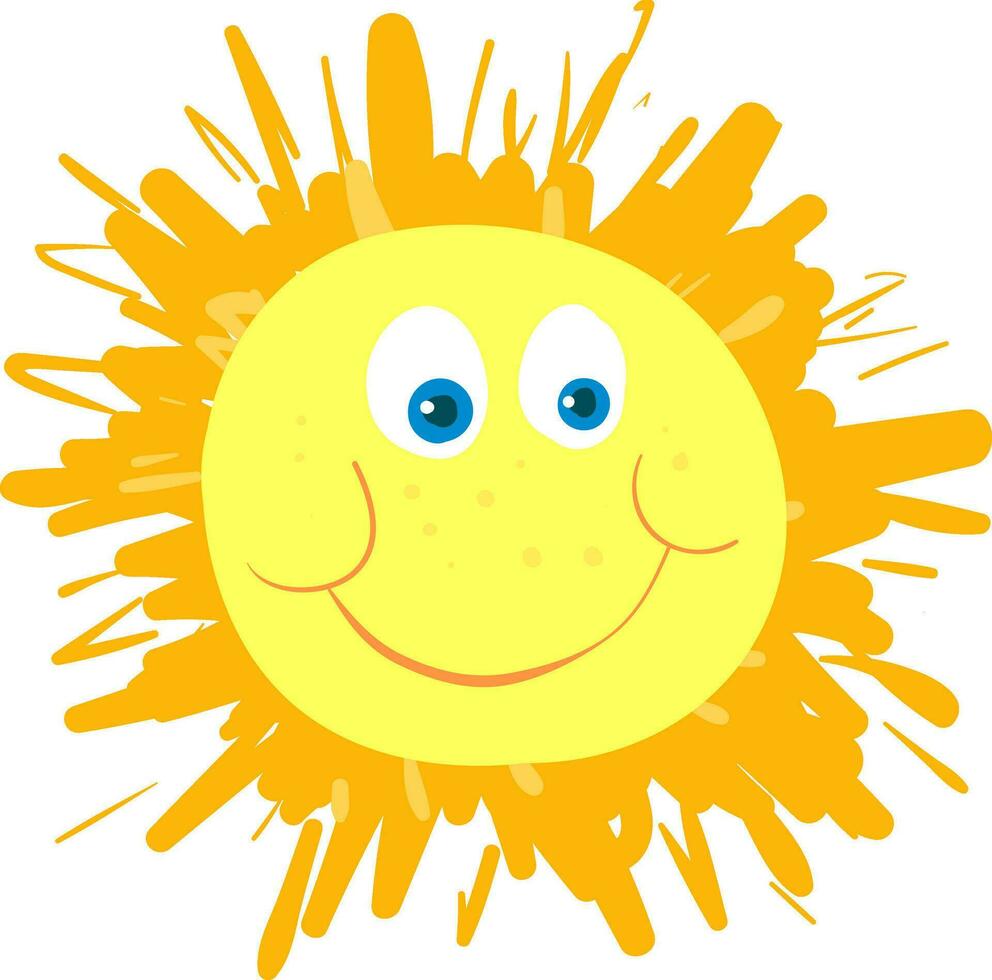 A happy sun, vector color illustration.