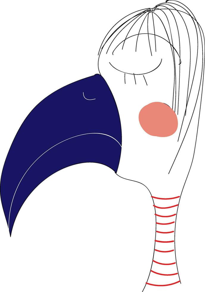 un pájaro con un azul pico, vector color ilustración.