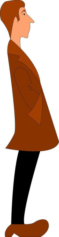 A boy in a brown coat, vector color illustration.