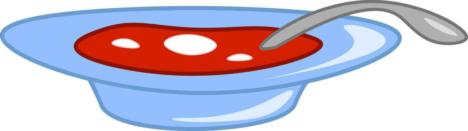 Borscht in a plate, vector color illustration.