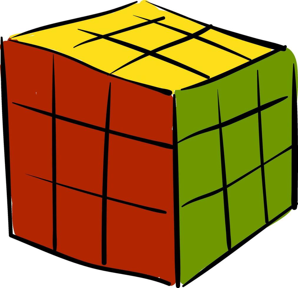 Rubik's cube 3x3 illustration vector on white background