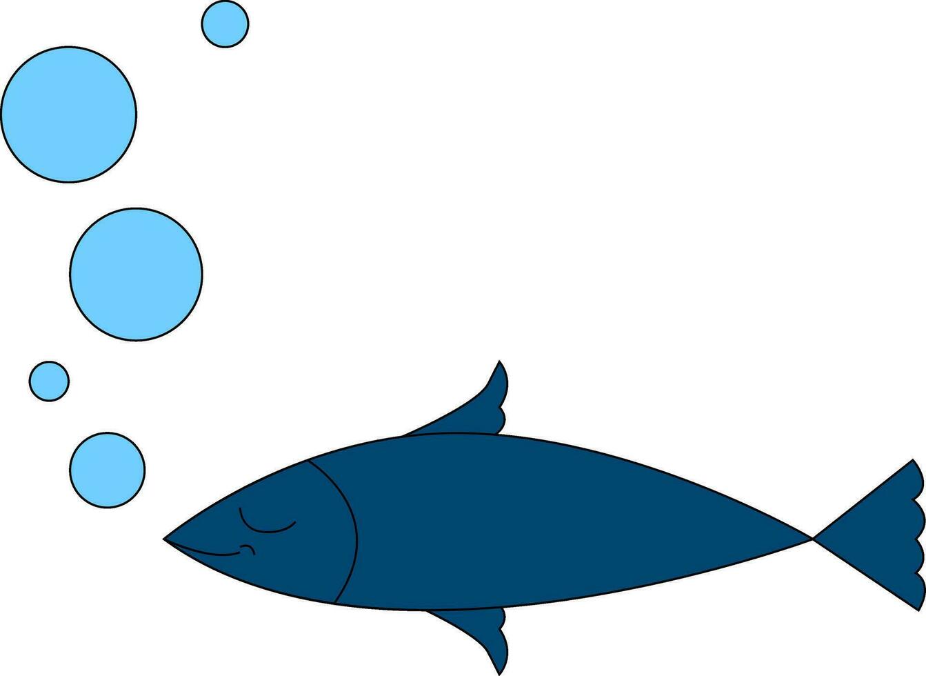 Blue fish and buubles vector illustration