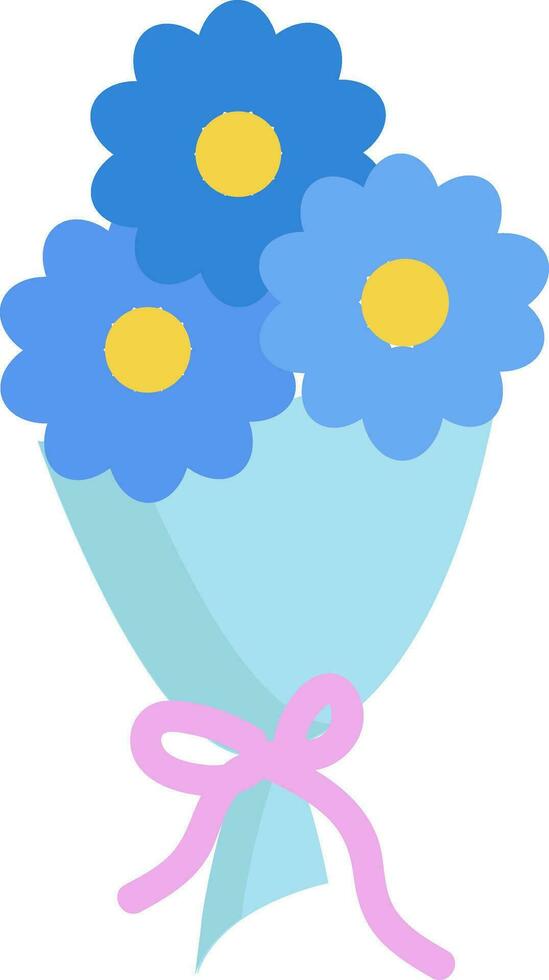 Bouquet with three blue flowers vector