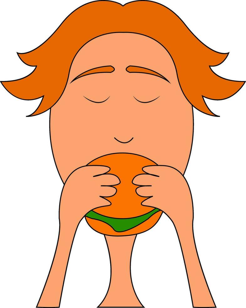 niño comiendo hamburguesa vector