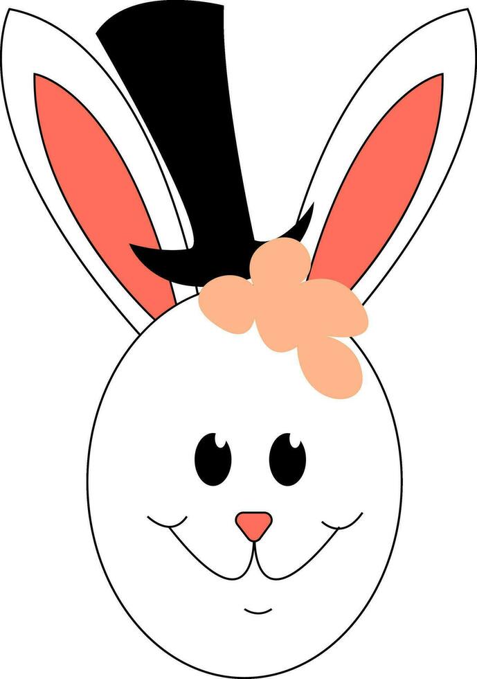 Bunny wearing cylinder hat vector illustarion