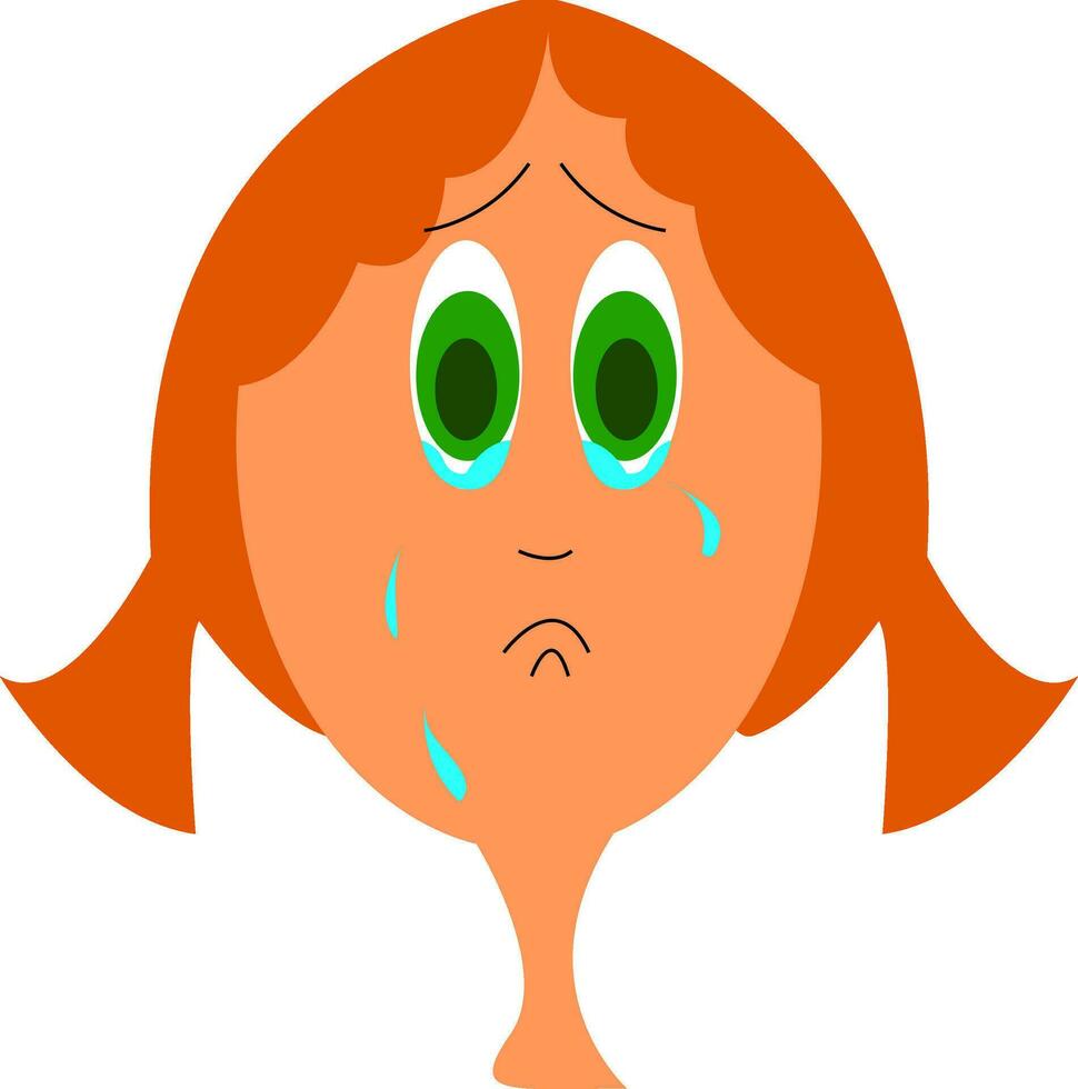 Green eyed girl crying vector illustation