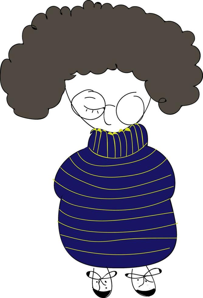 Kid with curly hair vector illustration