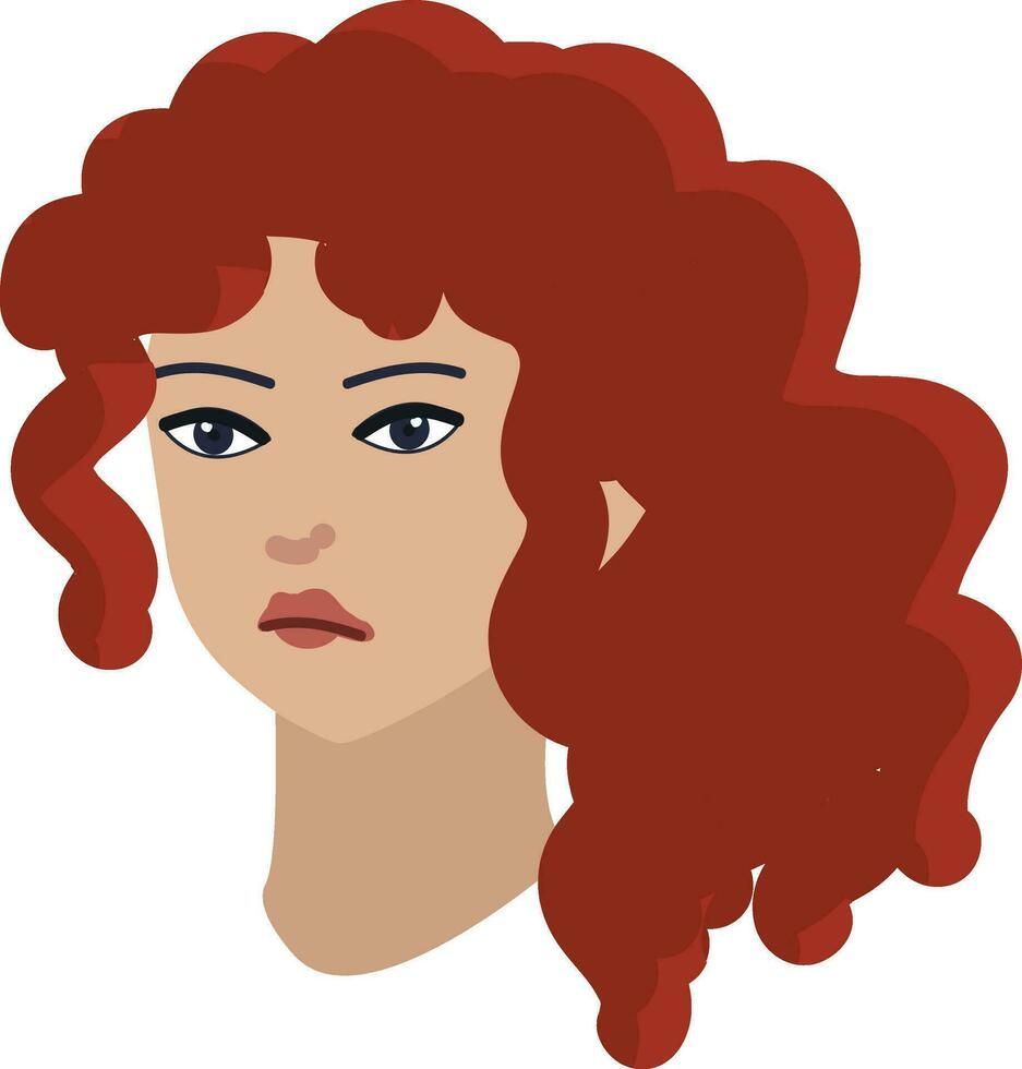 Redhead girl with curly hair vector