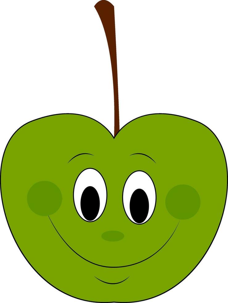 Happy green apple vector illustration