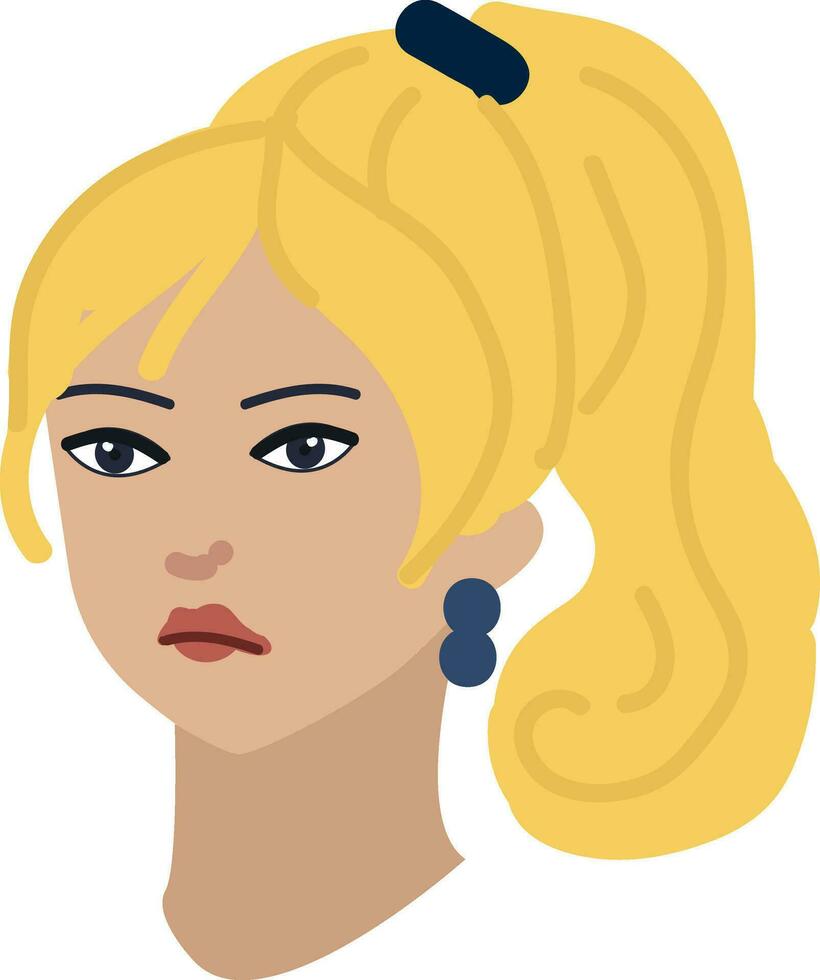 Beautiful woman with blond hair tied in ponytail vector