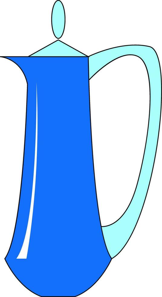 Long blue kettle illustration vector on white background