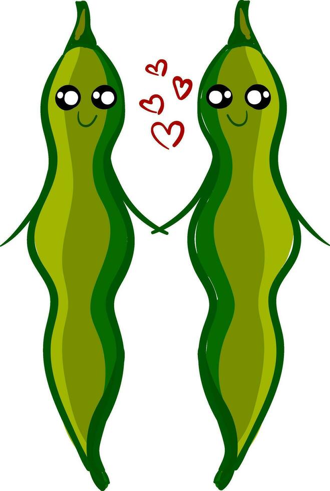 Two beans in love illustration vector on white background