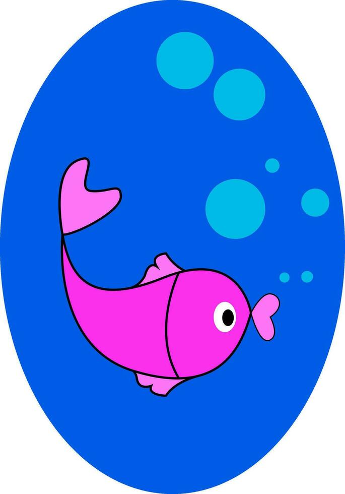 Pink fish illustration vector on white background